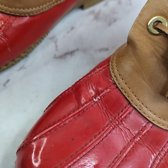 Tory Burch Loafer Women 9 39 Red Bean Boot Wellie Slip On Shoe Leather Rain Boat - Picture 10 of 16